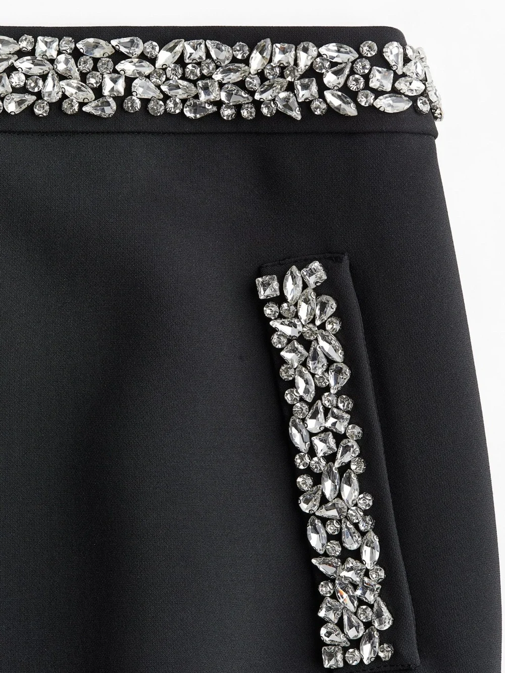 H&M Edition Rhinestone-Embellished Mini Skirt Black Size 6 - Picture 3 of 14